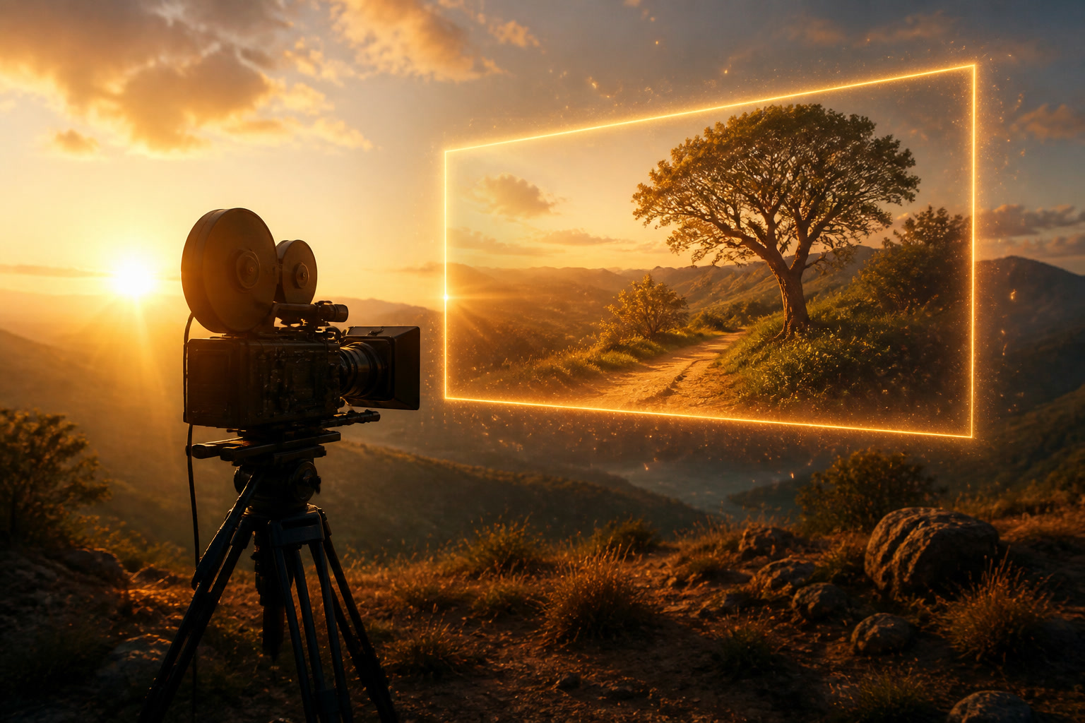 A film set where the next shot is already glowing