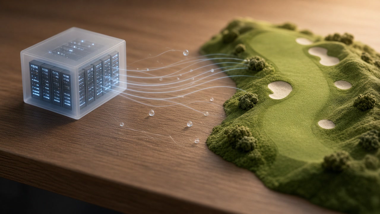 Water and desert map on a desk with data center and golf course notes